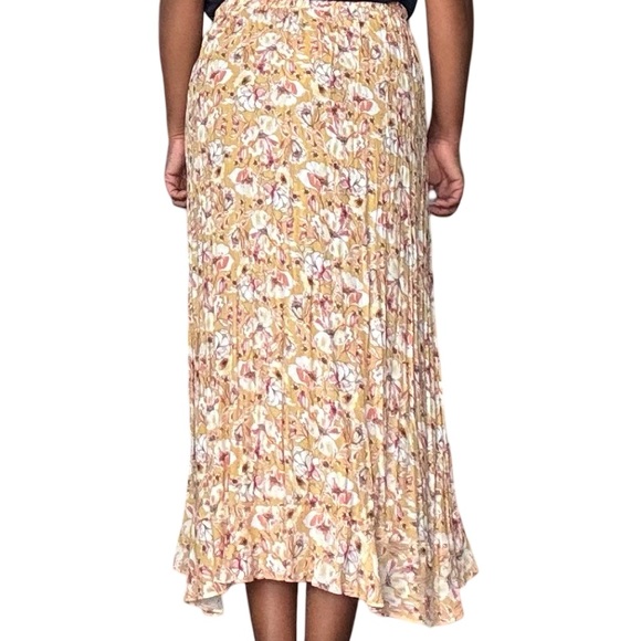 Rachel Zoe Floral Ruffle Wrap-Around midi Skirt Yellow size small - Picture 3 of 11